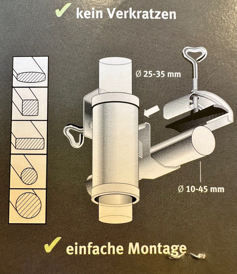 Videx Fixation pour balustrades horizontales Support pour parasol Ø25/Ø35mm Acier laqué blanc 
