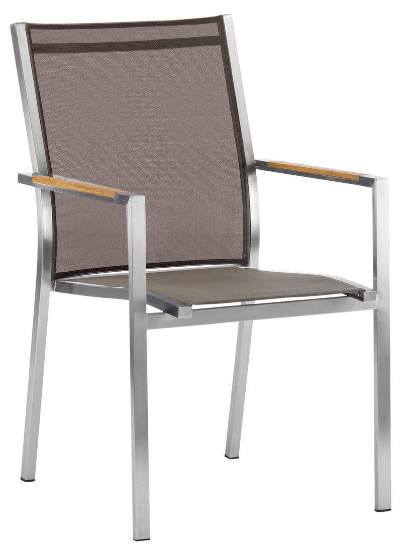 Zebra One Fauteuil inox avec accoudoirs teck Taupe 