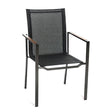 Zumsteg Slim Fauteuil repas inox chromé noir Inox chromé noir - Textilène noir Teck 